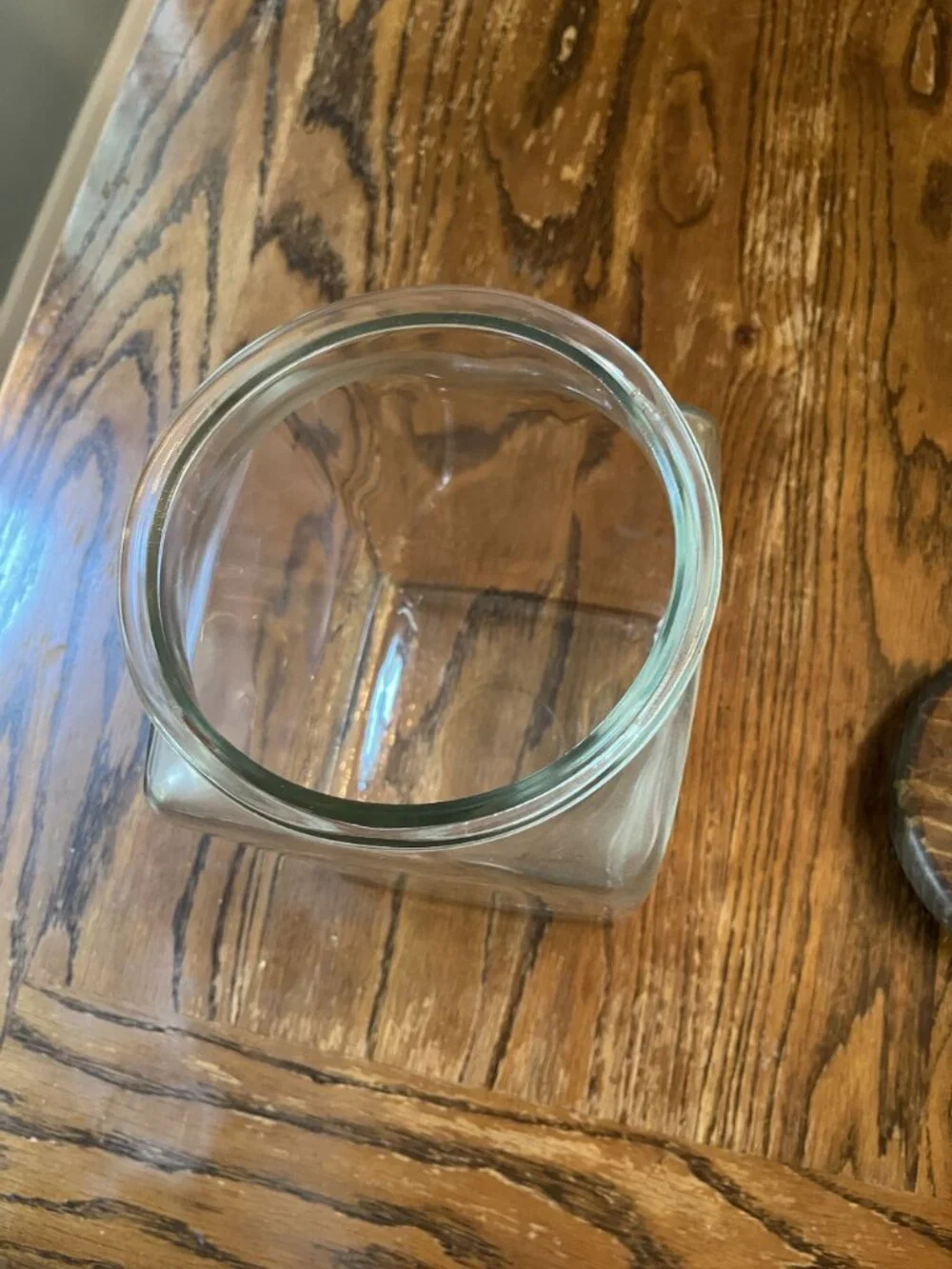 Vintage Glass Cookie Jar Rustic Counter Display 1984 SJL Products Wooden Lid